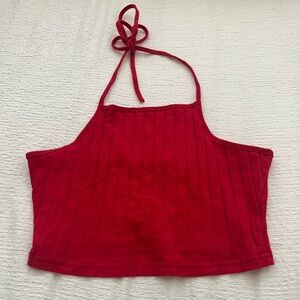 SHEIN Tie Back Rib-knit Halter Top